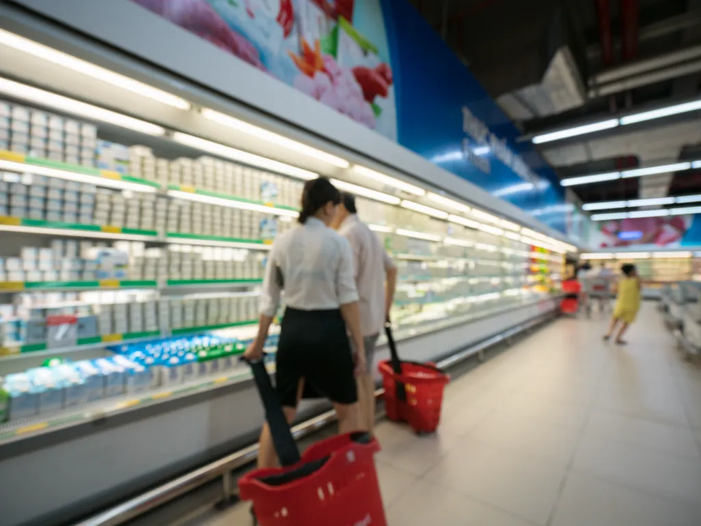 Pasillo de leche en un supermercado